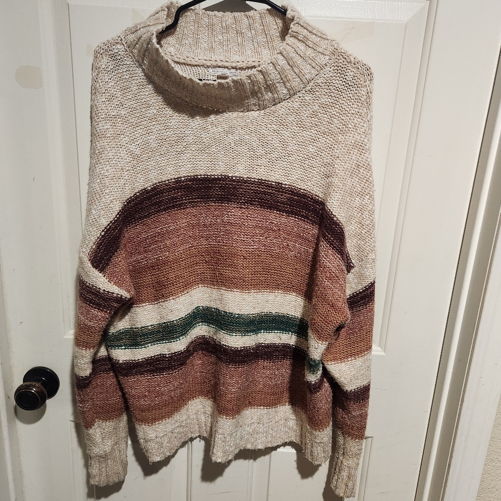 Melrose & Market striped chunky oversized boho sweater Festival Cozy